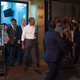 President Barack Obama leaves after eating dinner at Bun Cha Huong Lien with Anthony Bourdain in Hanoi on May 23, 2016.